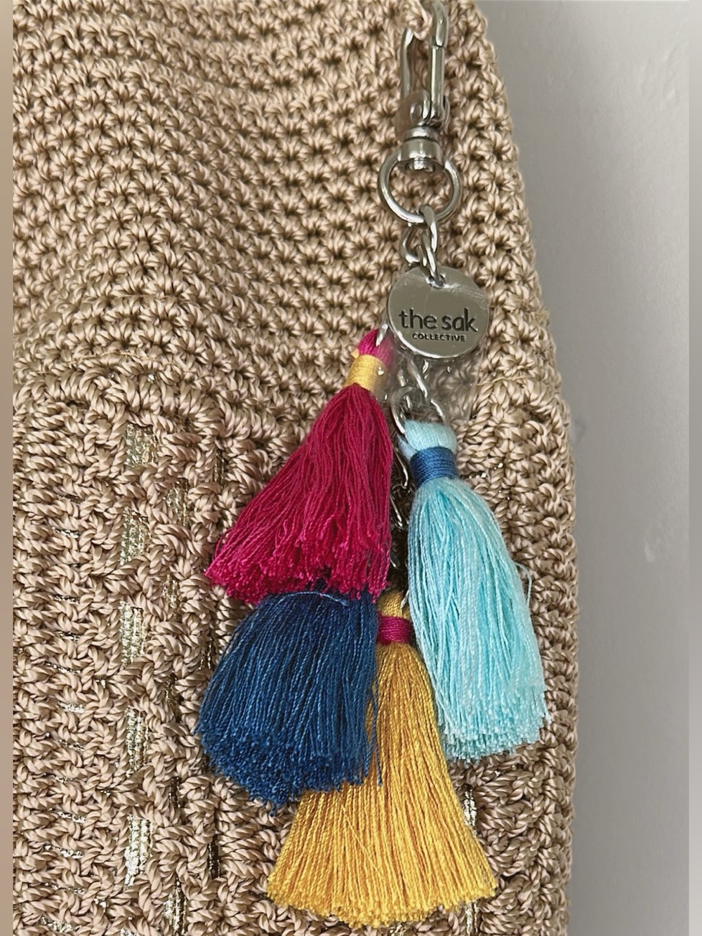 The Sak Woven Straw Shoulder Bag with Colorful Tassels - Natural - Picture 4 of 13